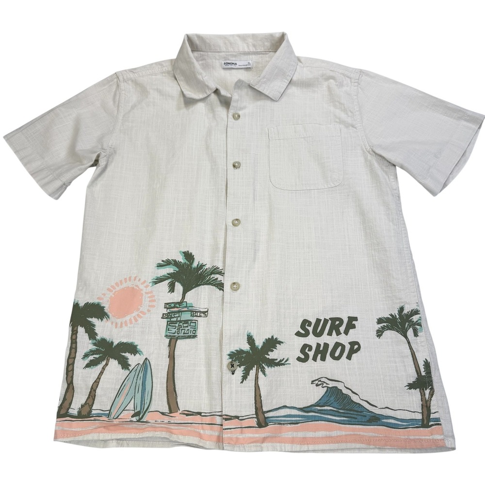 Sonoma XL 2 Pack‎ Short Sleeve Button Shirts Surf Shop Tropical Cotton - Picture 2 of 11